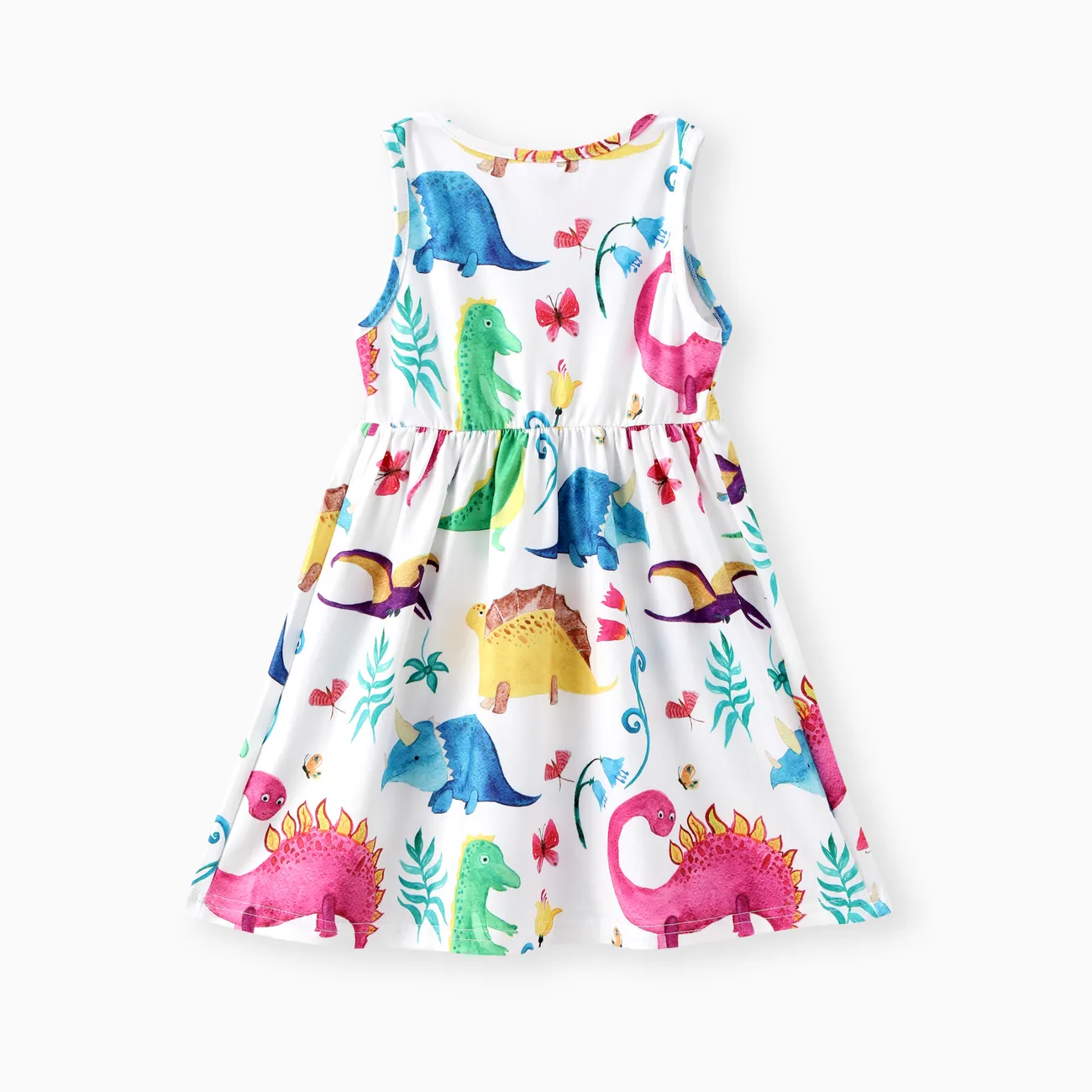 Toddler Girl Animal Dinosaur Print Sleeveless Dress Multi-color big image 1