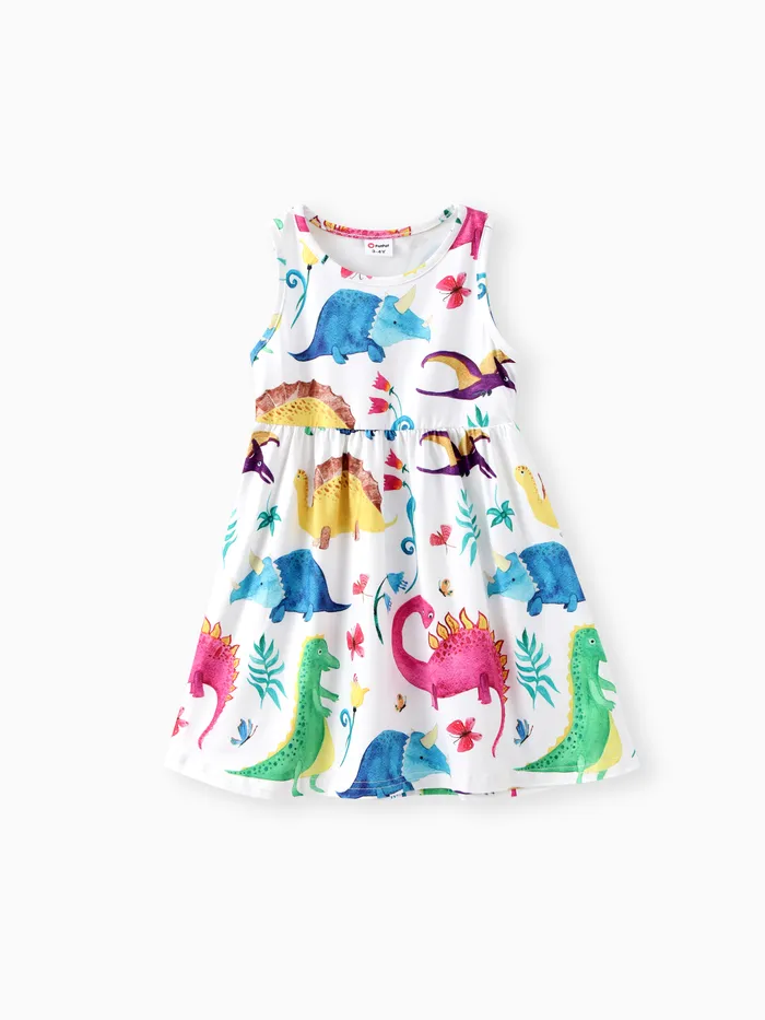 Toddler Girl Animal Dinosaur Print Sleeveless Dress