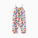 Baby Girl All Over Colorful Floral Print Spaghetti Strap Jumpsuit MultiColour