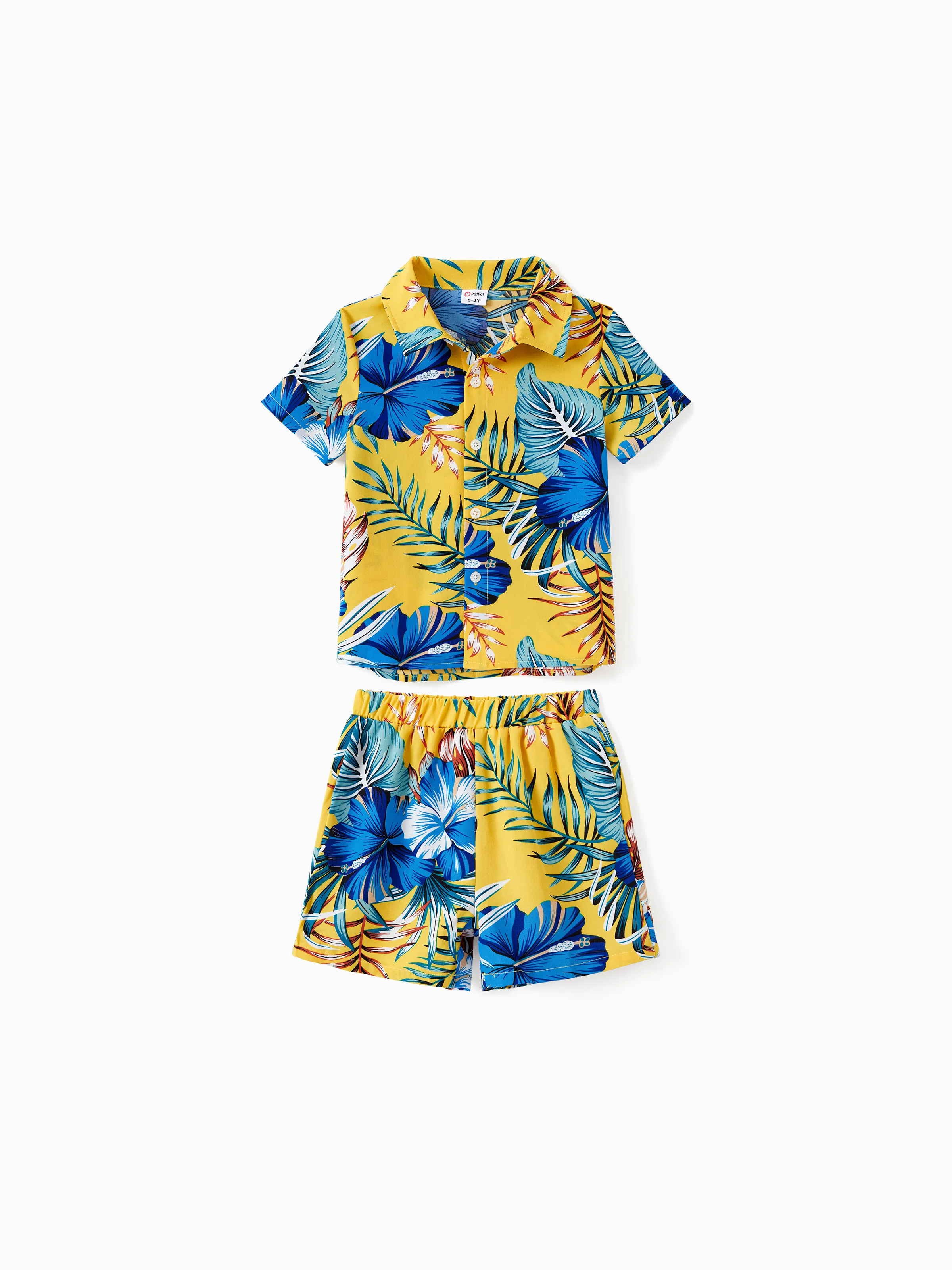 

Family Matching Beach Shirt or Yellow Floral Lace Waist Shirred Back Strap Dress Sets