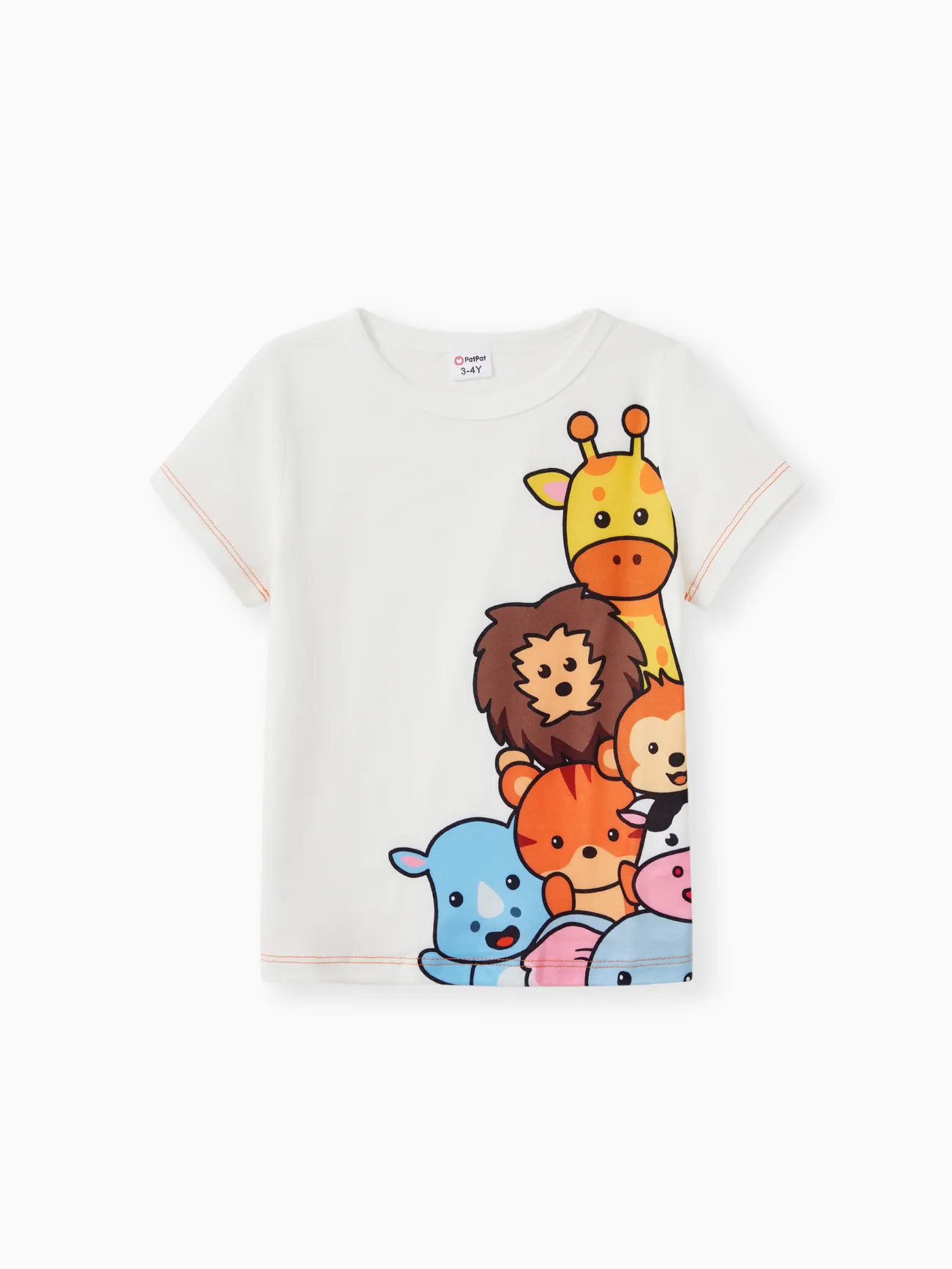 Enfant en bas âge Garçon Enfantin Girafe Manches courtes T-Shirt Blanc big image 1