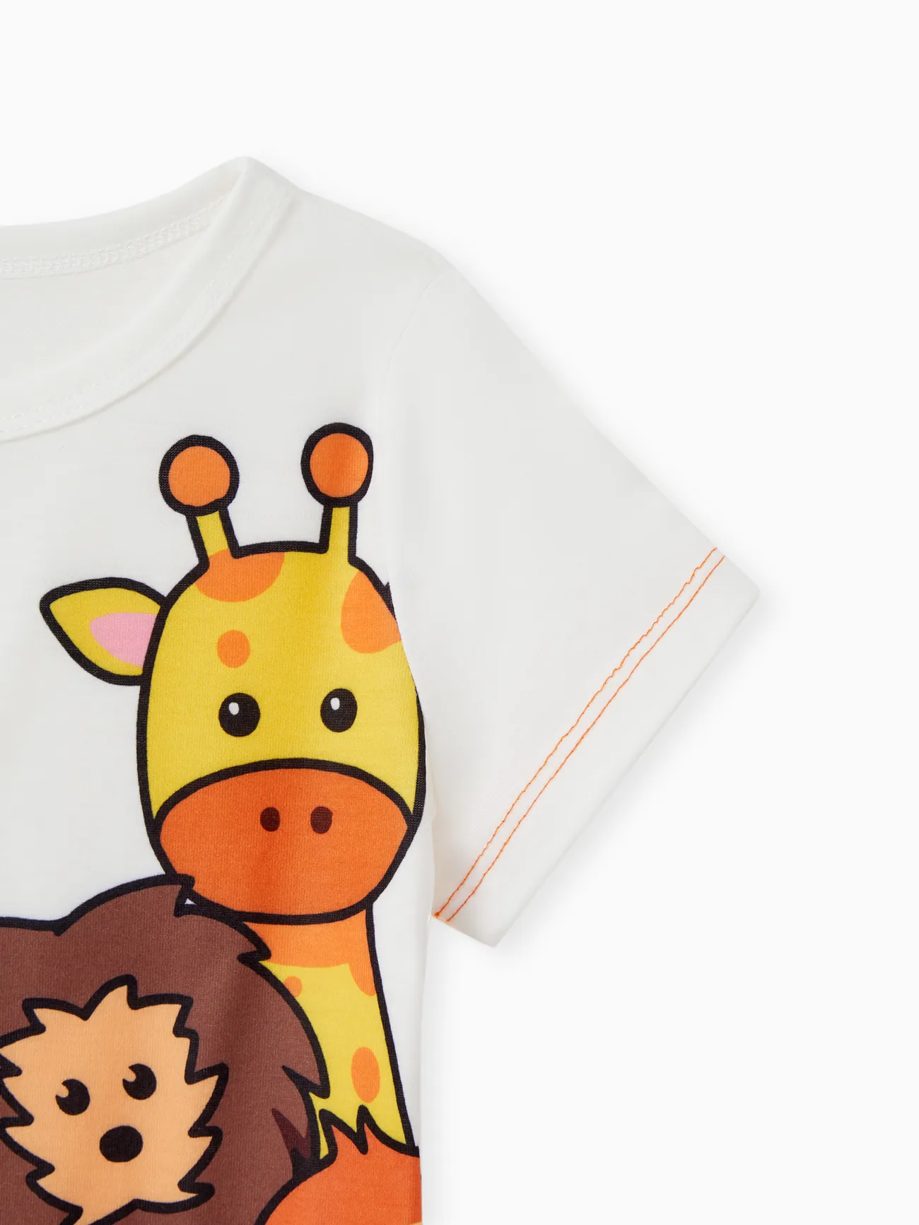 Enfant en bas âge Garçon Enfantin Girafe Manches courtes T-Shirt Blanc big image 1