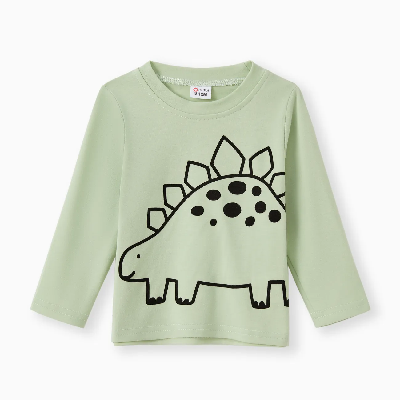 嬰兒 中性 多種動物 童趣 長袖 T恤 淡綠 big image 1