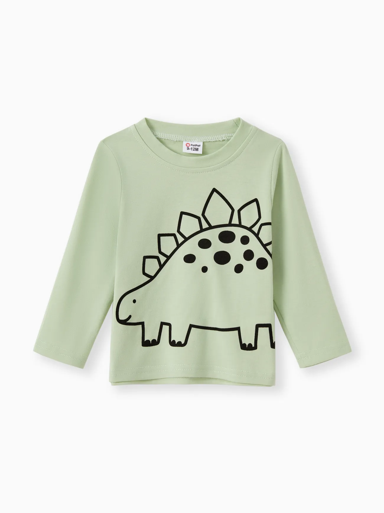 Bebé Unissexo Animais Infantil Manga comprida T-shirts Verde Pálido big image 1