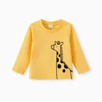嬰兒 中性 多種動物 童趣 長袖 T恤 薑黃色