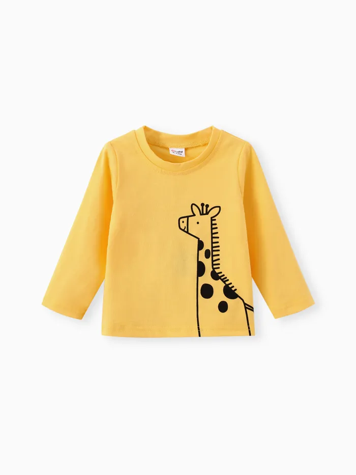 Bebé/Niño Pequeño/Niña Camiseta de manga larga con estampado de animales infantiles
