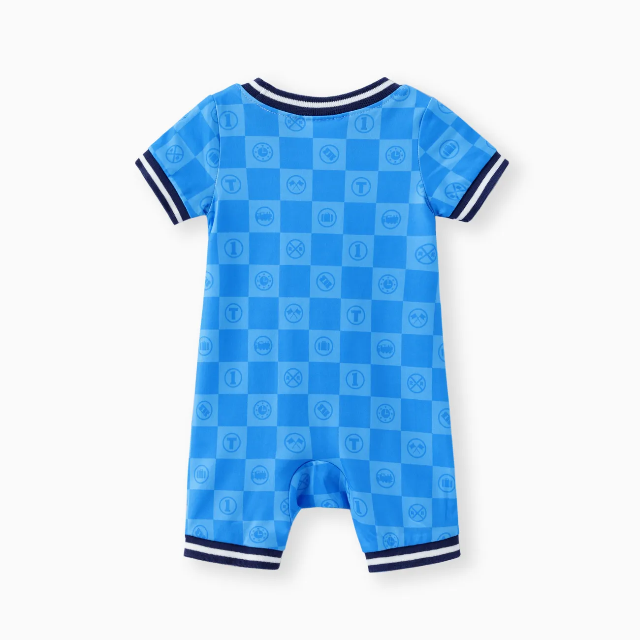 Thomas and Friends Baby Boys 1pc Character Checkboard/Tie-dyed Print Short-sleeve Onesie Blue big image 1