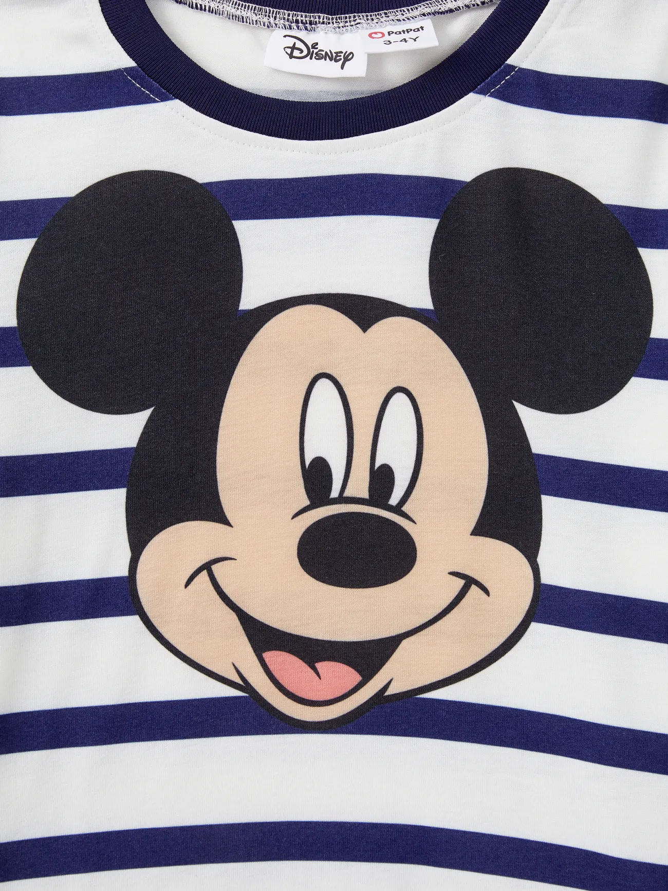 Disney Mickey and Friends Looks familiares Manga corta Conjuntos combinados para familia Tops rayas de colores big image 1