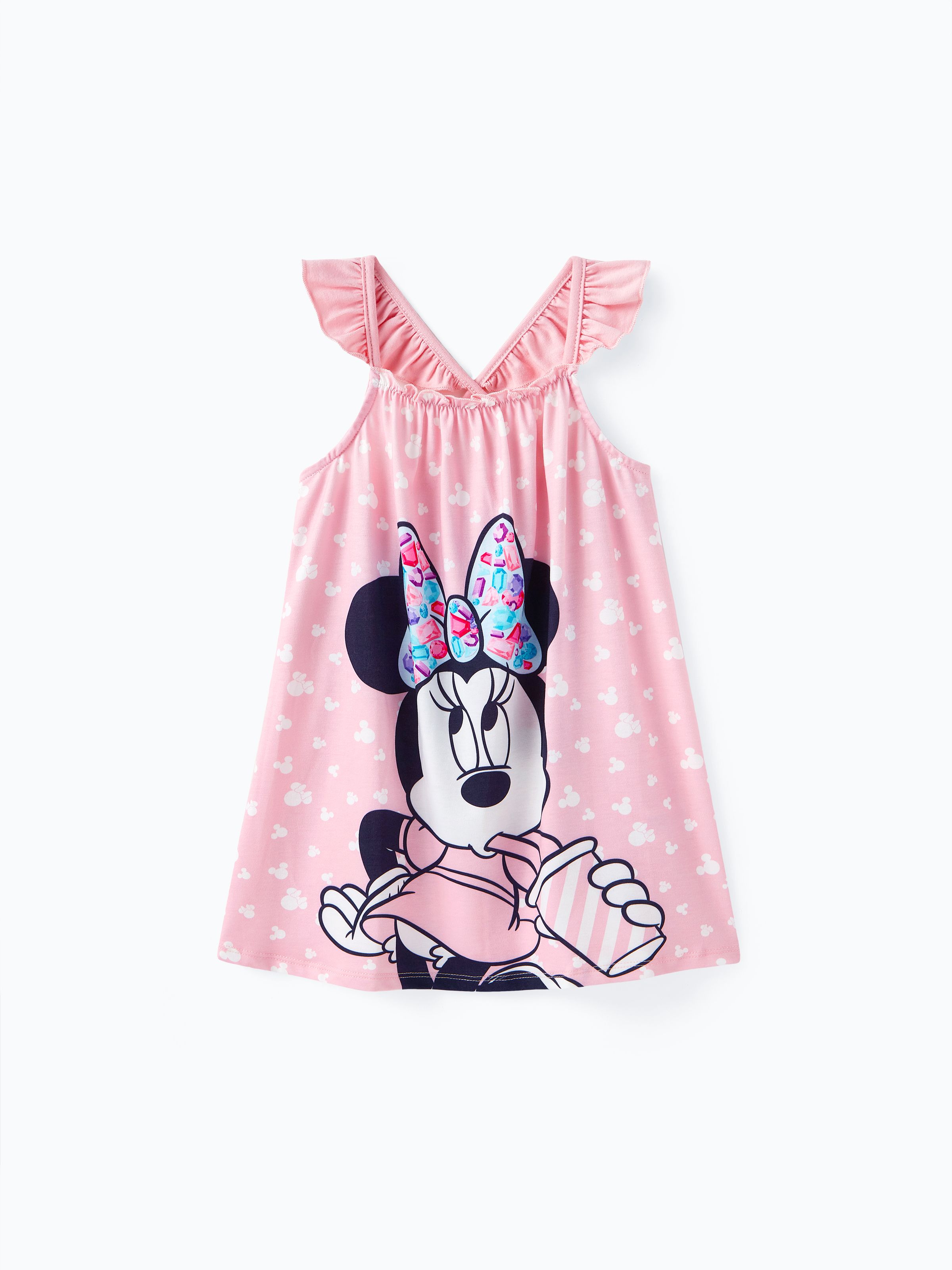 

Disney Mickey and Friends Mommy and Me Pink Flutter-sleeve Allover Print Naia™ Dresses