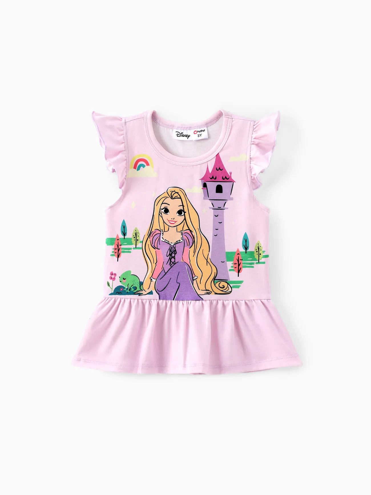 Disney Princess 2 unidades Criança Menina Extremidades franzidas Infantil conjuntos de camisetas Rosa big image 1