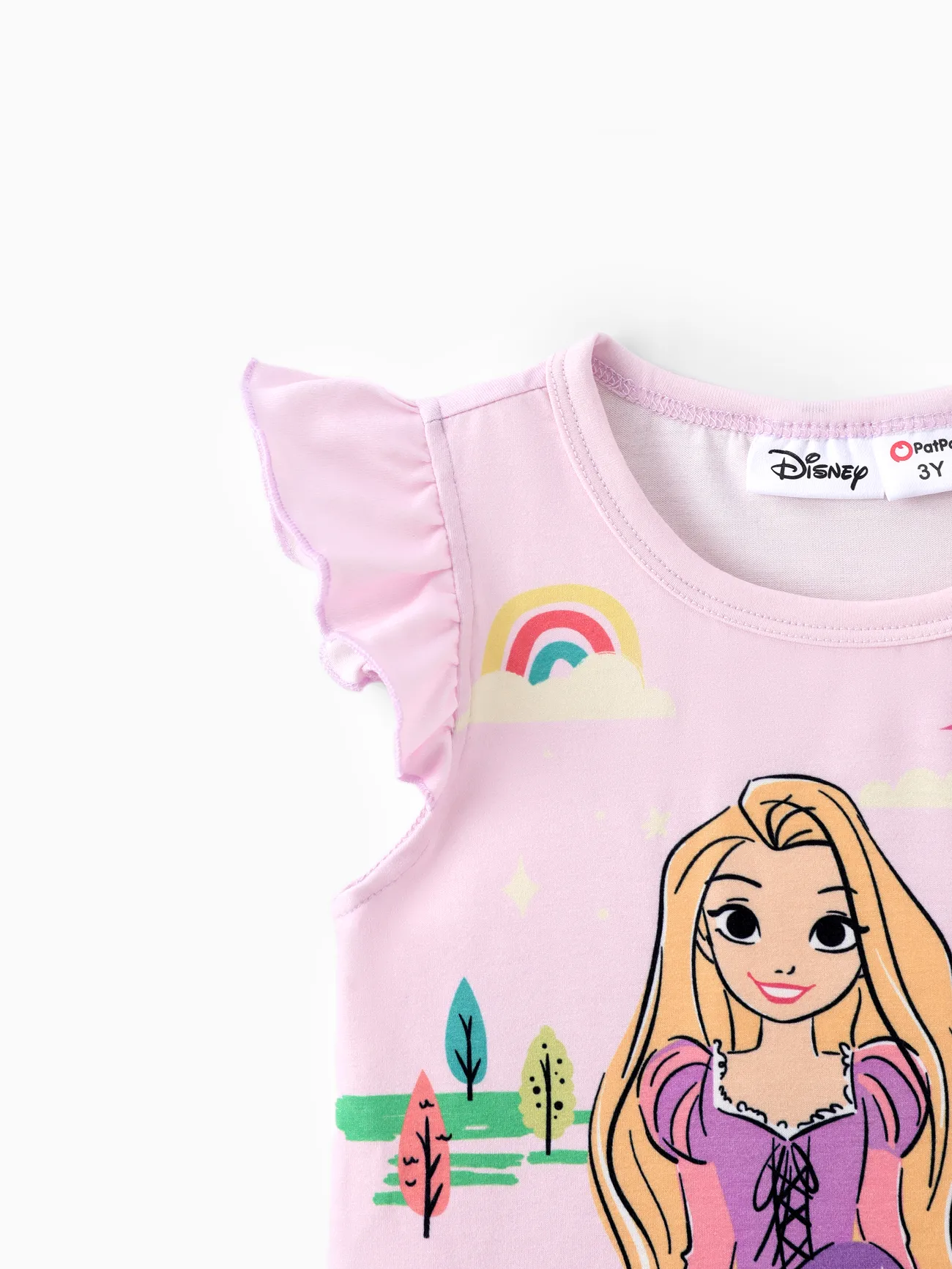 Disney Princess 2 pièces Enfant en bas âge Fille Bord à volants Enfantin ensembles de t-shirts Rose big image 1