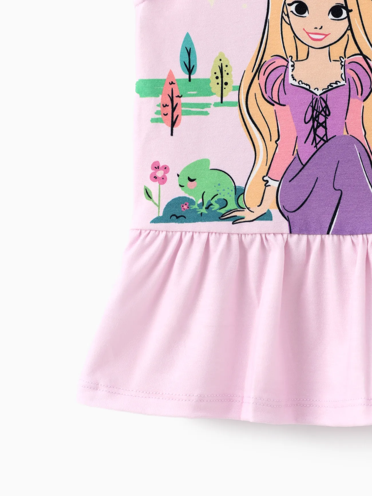 Disney Princess 2pcs Toddler Girls Naia™ Character Print Ruffled Top with Stripped Leggings Set Pink big image 1