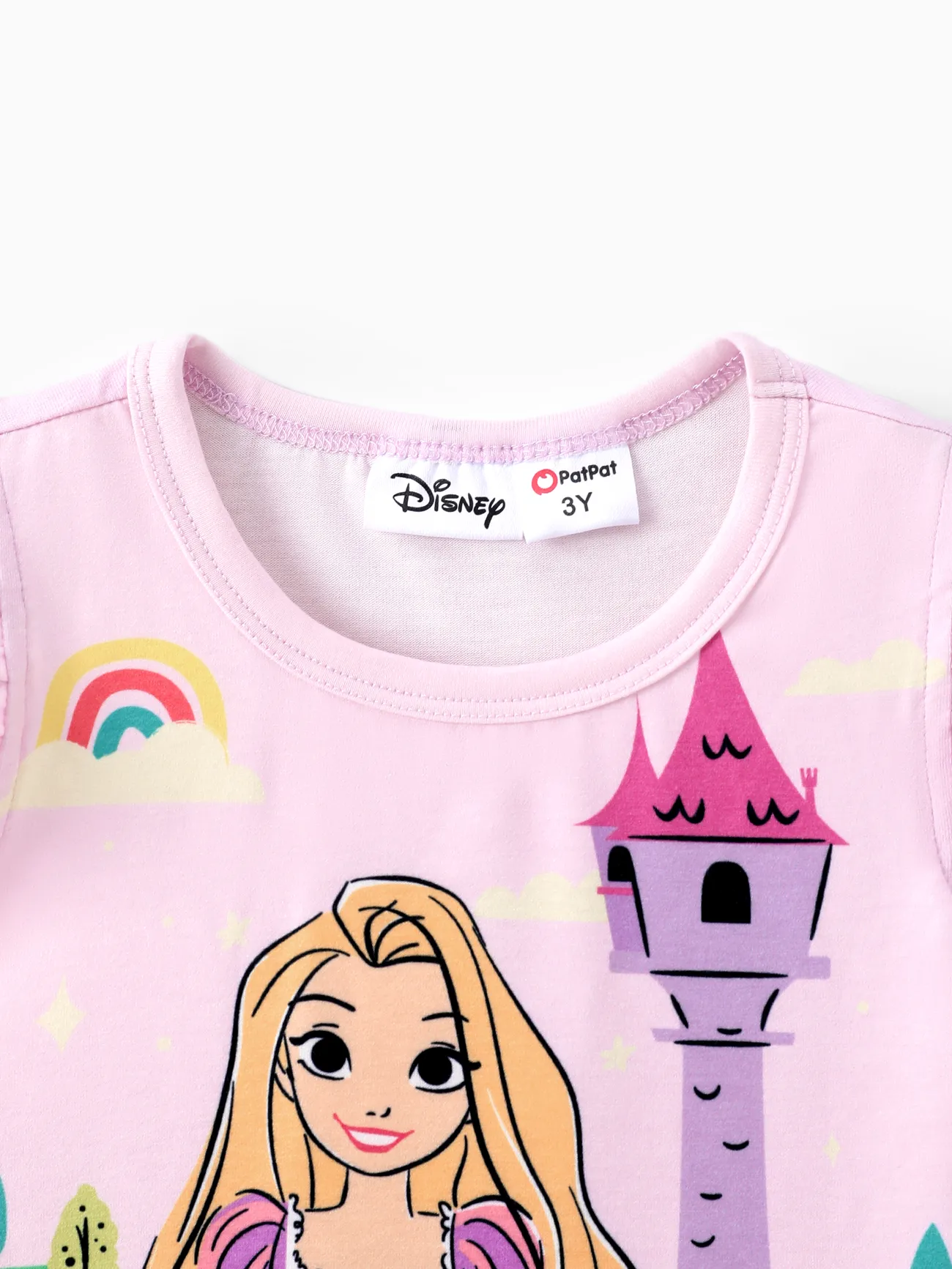 Disney Princess 2 unidades Criança Menina Extremidades franzidas Infantil conjuntos de camisetas Rosa big image 1