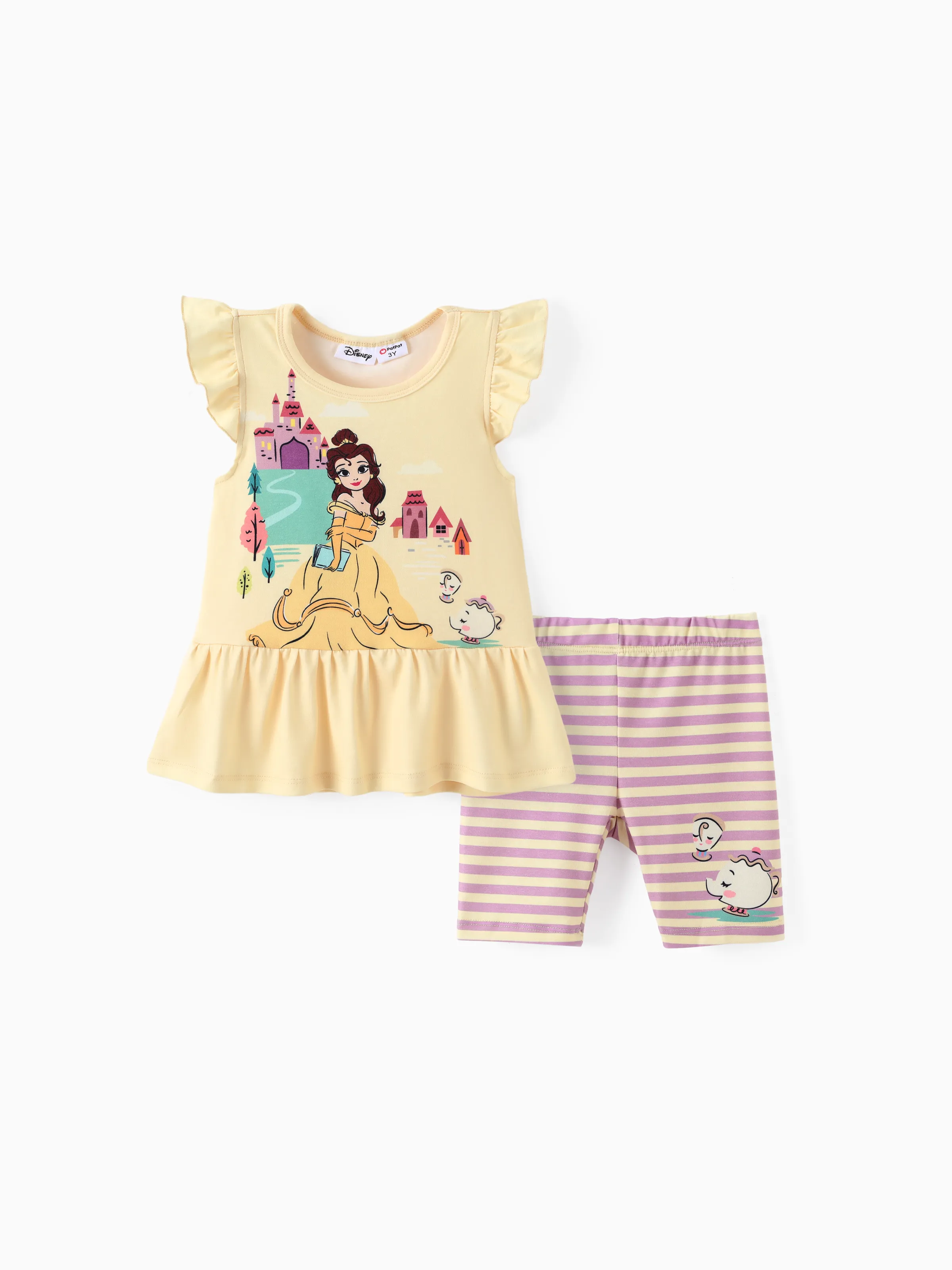 

Disney Princess Toddler Girls Moana/Ariel 2pcs Naia™ Character Print Ruffled Top with Stripped Leggings Set