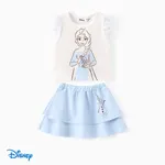 Disney Frozen 2 unidades Niño pequeño Chica Mangas con volantes Infantil conjuntos de camiseta color crema