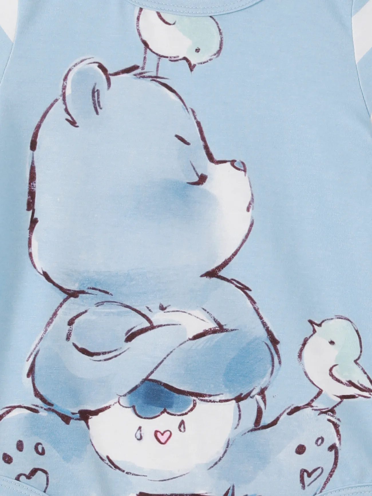 Care Bears Baby Boy/Girl Striped Short-sleeve Graphic Naia™ Romper Light Blue big image 1