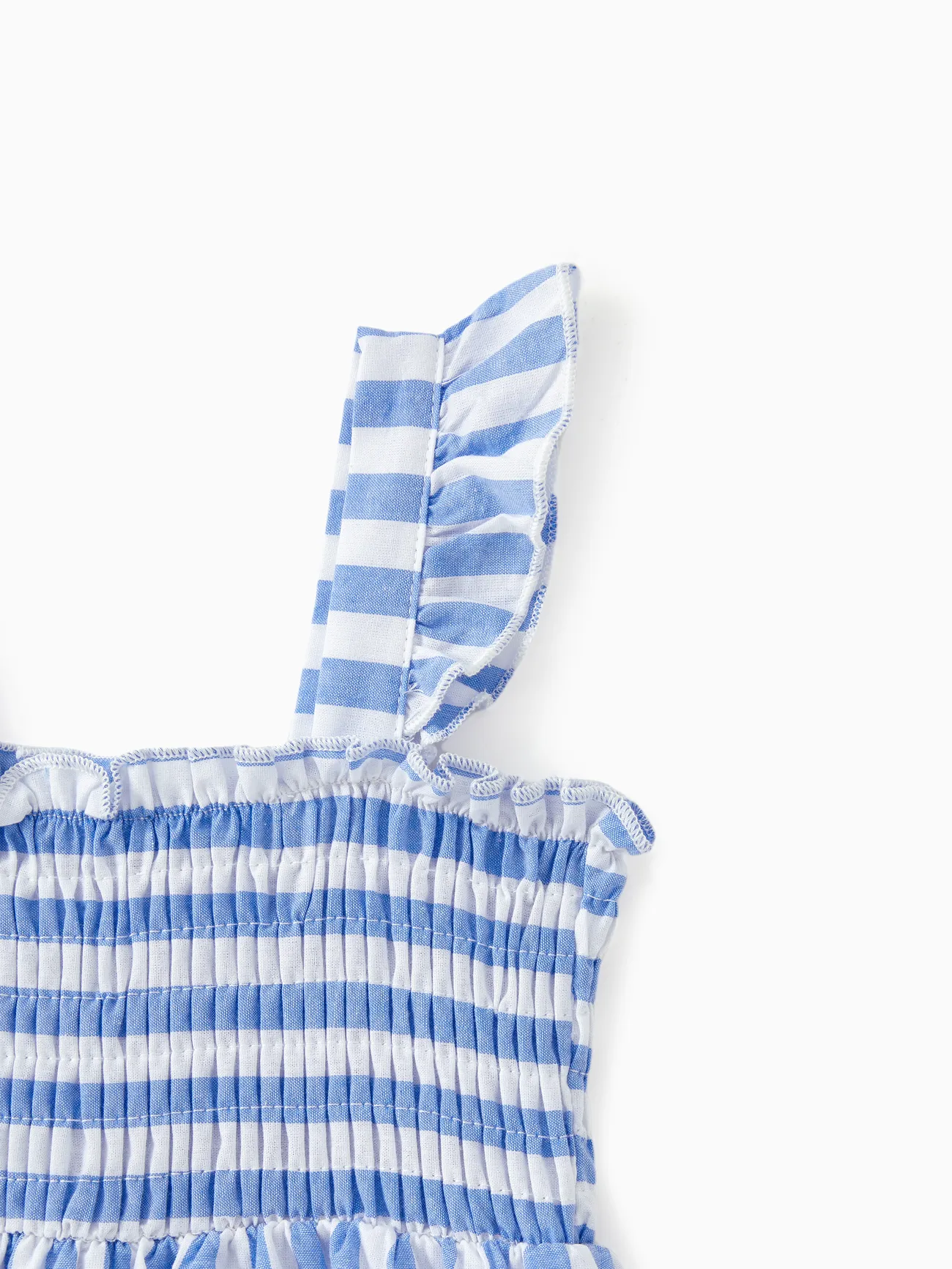 Baby Girl - Blue & White Striped Matching Vacation Set - Off-Shoulder Shirred Dress or Casual Cruise Shirt - BLUEWHITE - image 14
