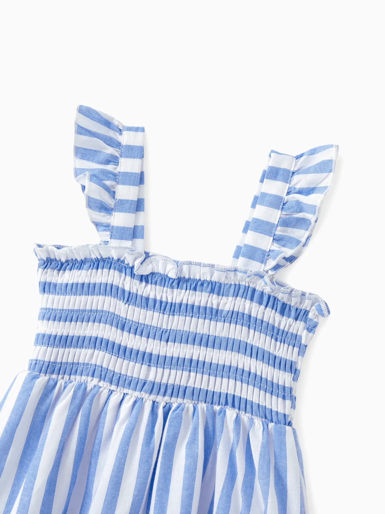 Baby Girl - Blue & White Striped Matching Vacation Set - Off-Shoulder Shirred Dress or Casual Cruise Shirt - BLUEWHITE - image 13