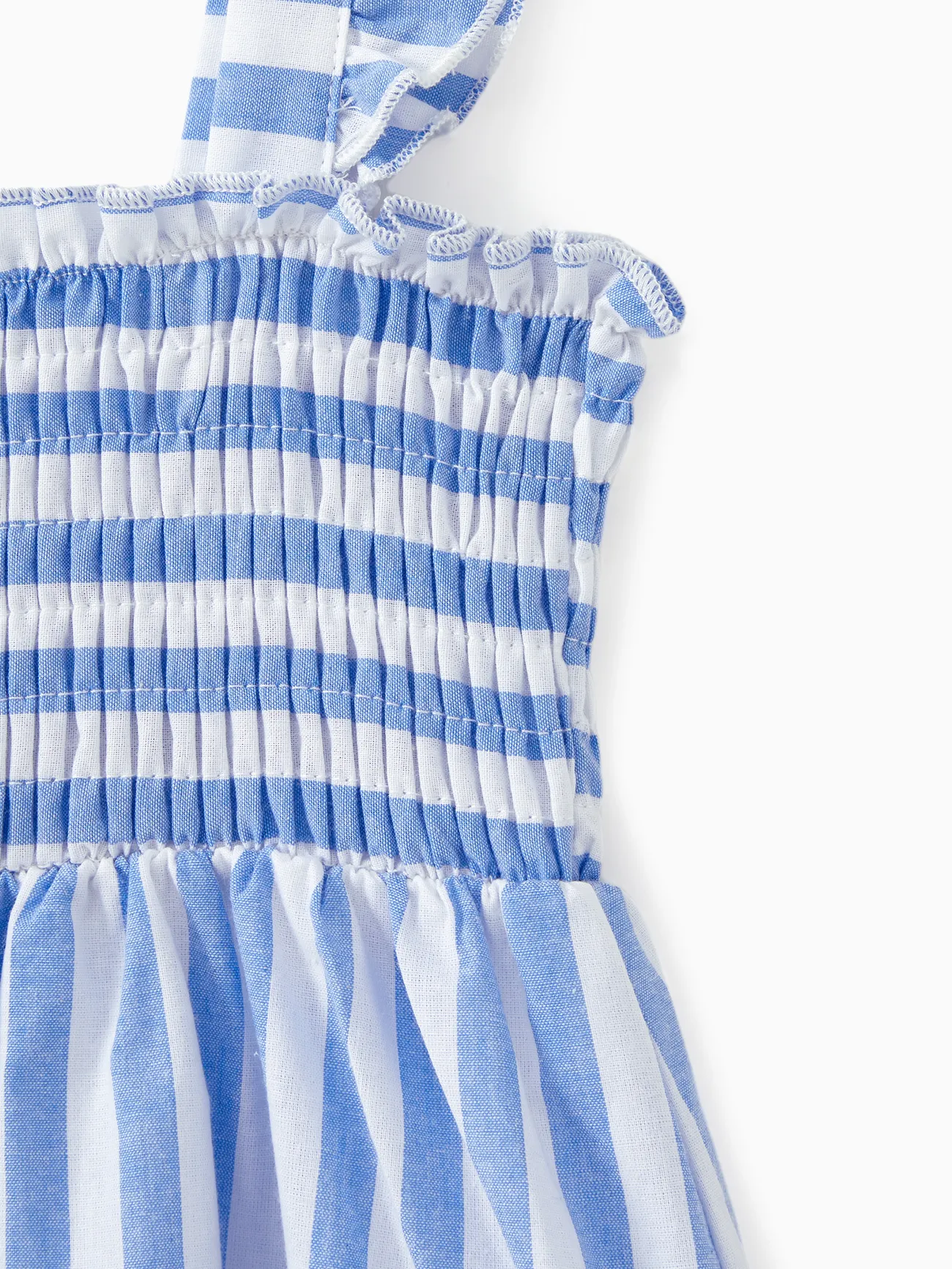 Baby Girl - Blue & White Striped Matching Vacation Set - Off-Shoulder Shirred Dress or Casual Cruise Shirt - BLUEWHITE - image 15