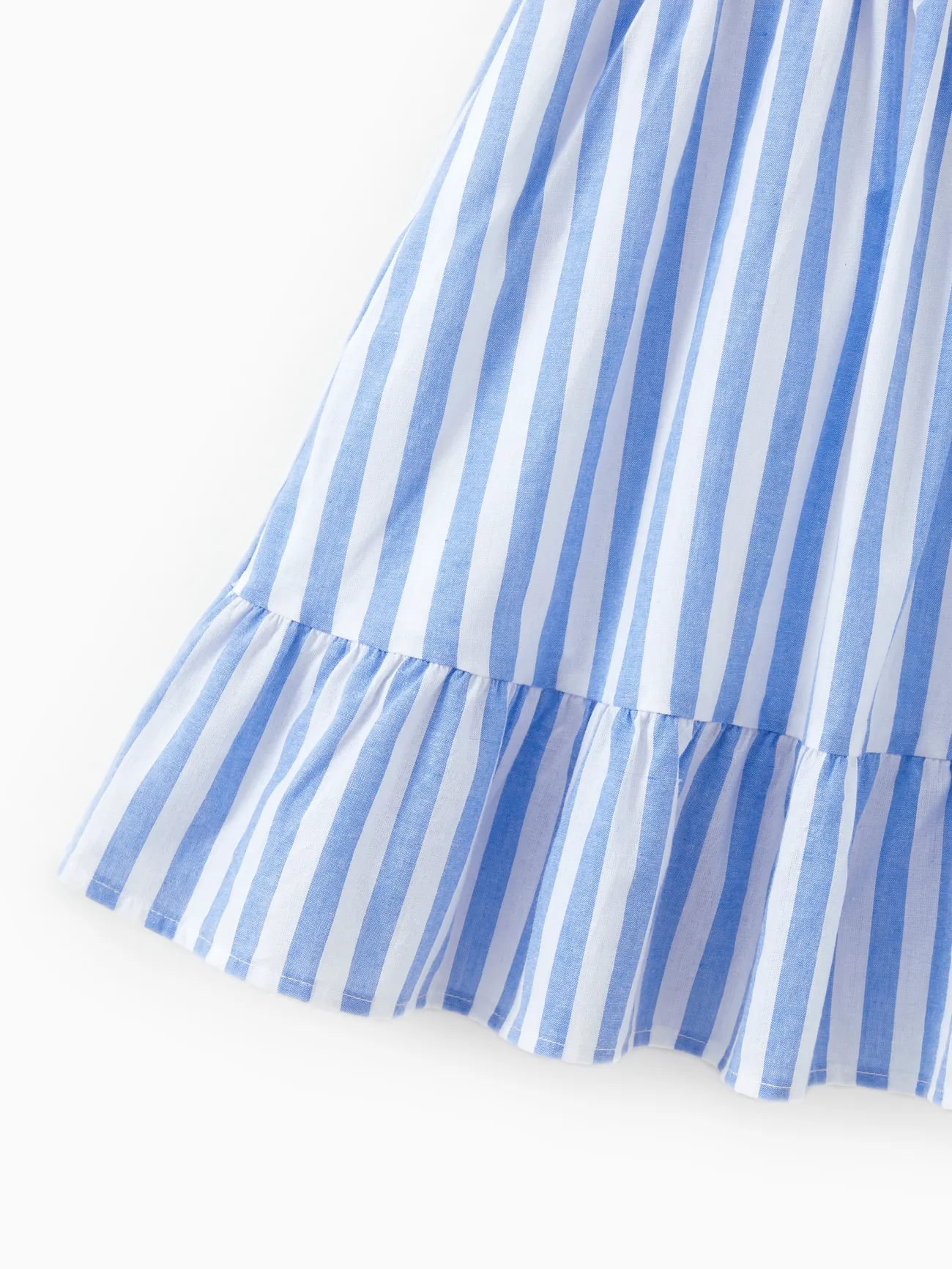 Girl - Blue & White Striped Matching Vacation Set - Off-Shoulder Shirred Dress or Casual Cruise Shirt - BLUEWHITE - image 11