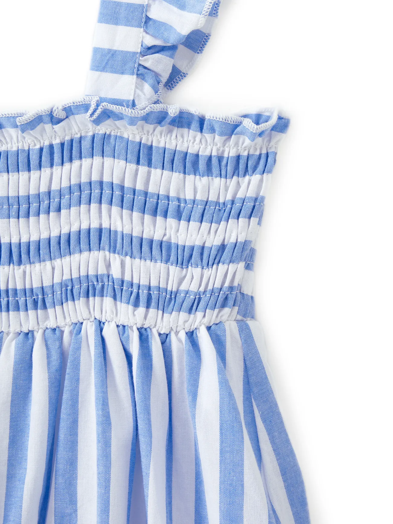 Girl - Blue & White Striped Matching Vacation Set - Off-Shoulder Shirred Dress or Casual Cruise Shirt - BLUEWHITE - image 10