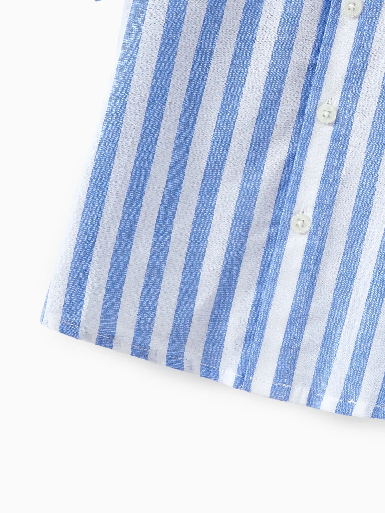 Boy - Blue & White Striped Matching Vacation Set - Off-Shoulder Shirred Dress or Casual Cruise Shirt - BLUEWHITE - image 20