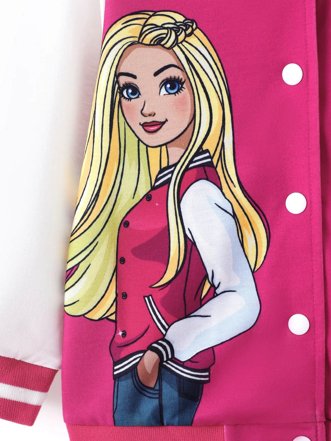 Barbie Toddler / Crianças Meninas Naia™ Carta Print Colorblock Jaqueta Bomber Leve Roseo big image 1