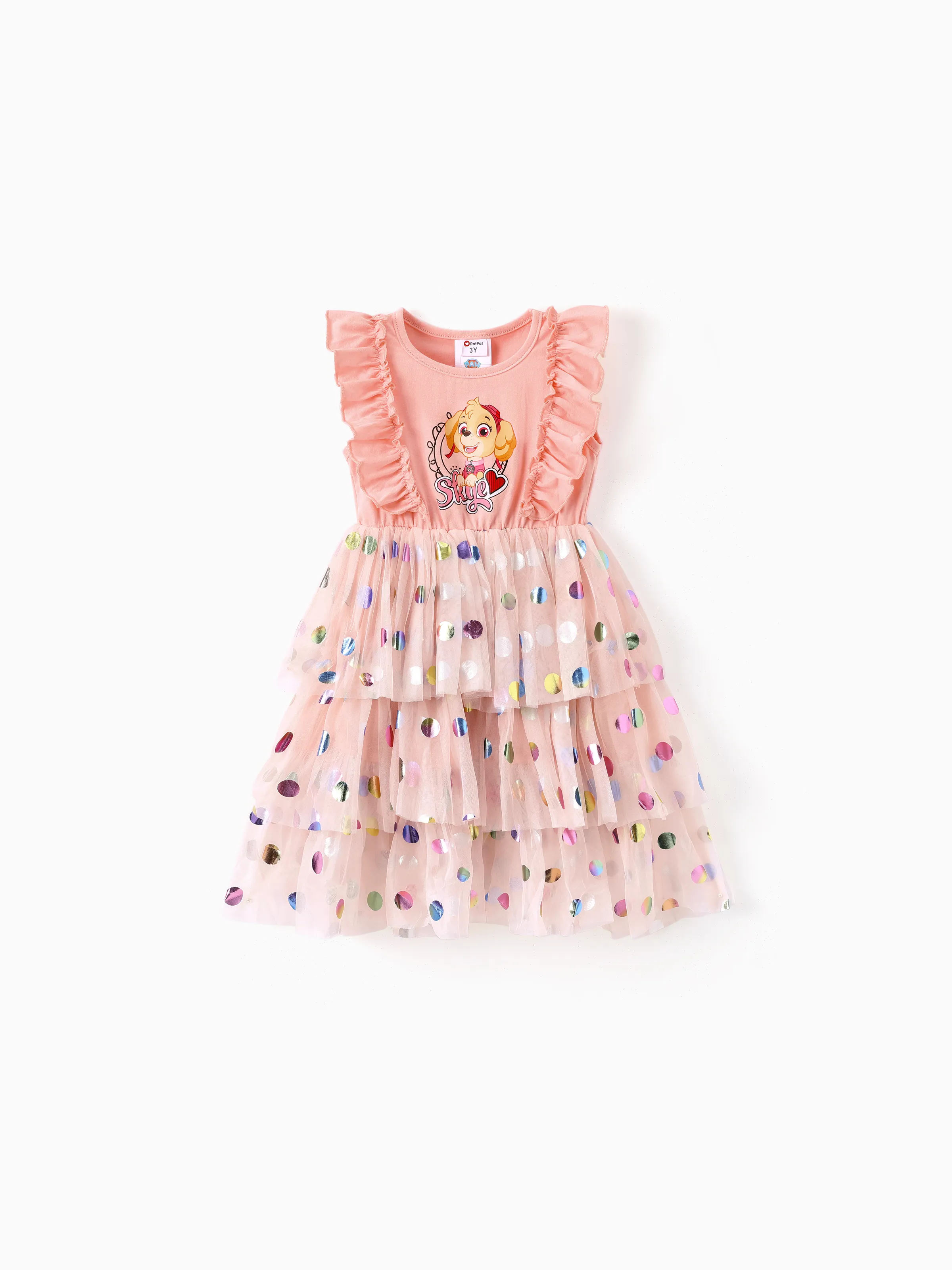 

PAW Patrol Toddler Girl Cotton Ruffled Polka dots Layered Mesh Splice Sleeveless Dress