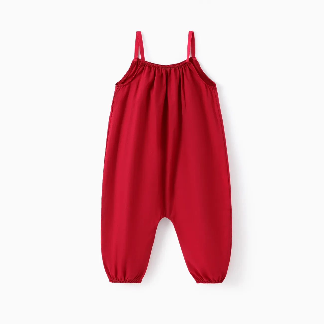 Cotton Loose-fit Solid Color Lightweight Jumpsuit for Baby Unisex Burgundy big image 1