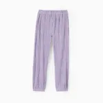 Kid Girl's Cool Breathable Wave Pattern Sweatpants Purple