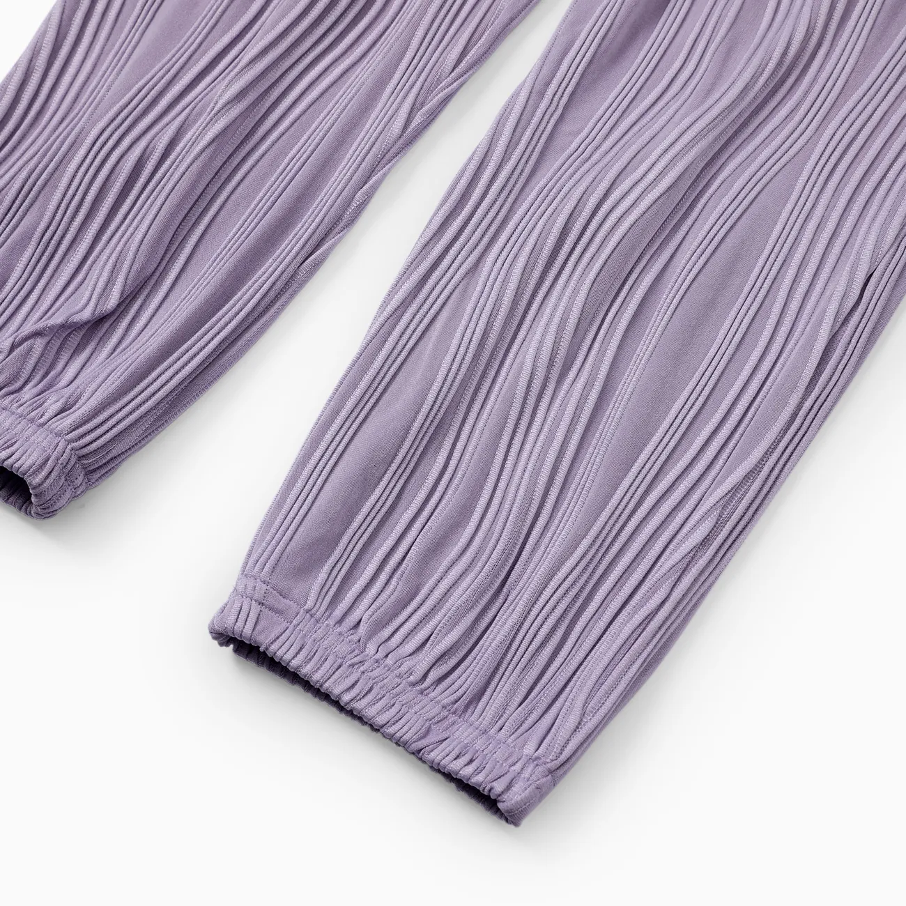 Kid Girl's Cool Breathable Wave Pattern Sweatpants Purple big image 1