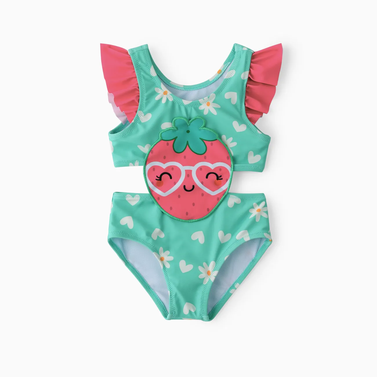 Baby Girl Childlike Fruit Embroidery Swimsuit