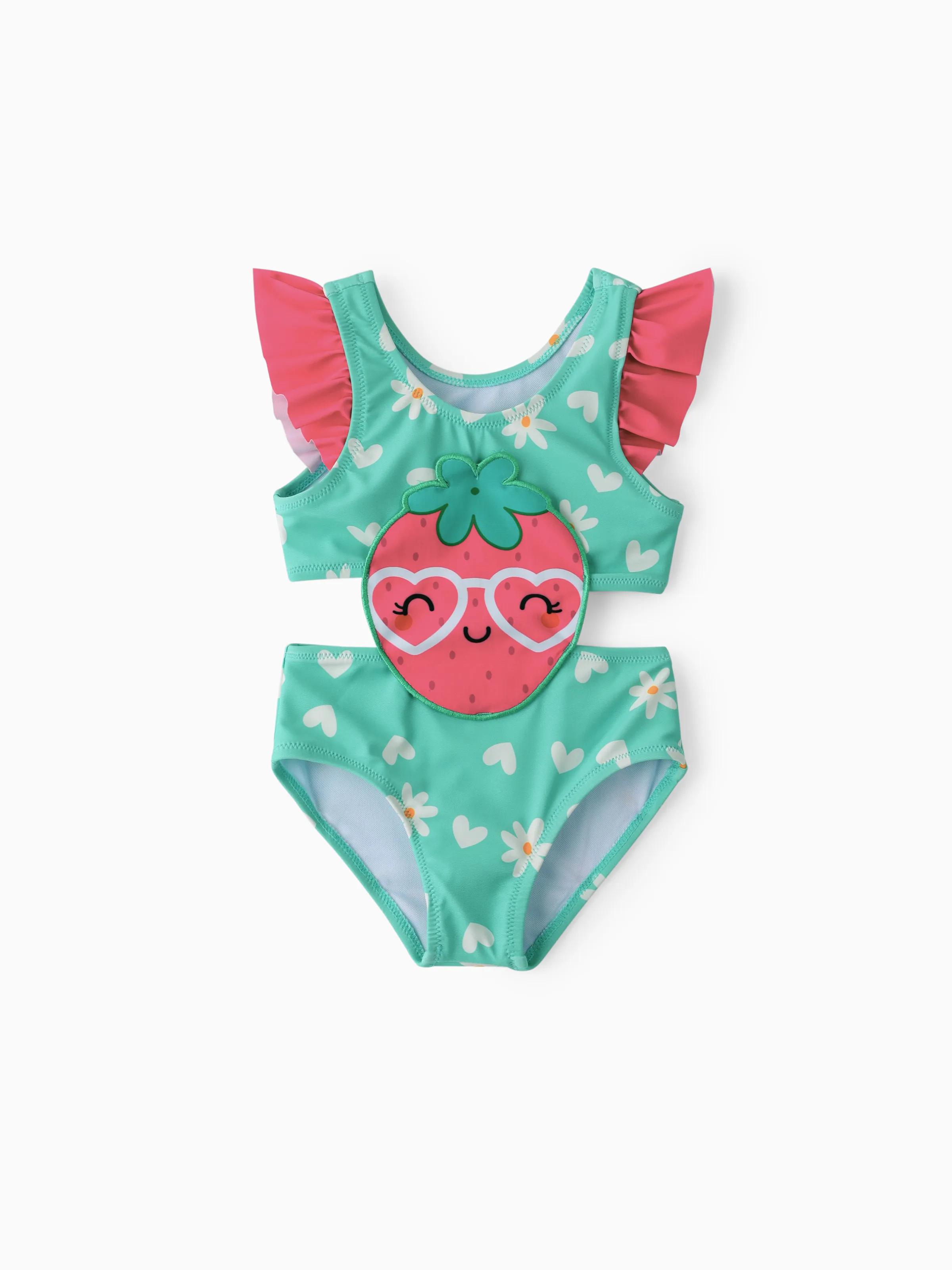 

Baby Girl Childlike Fruit Embroidery Swimsuit