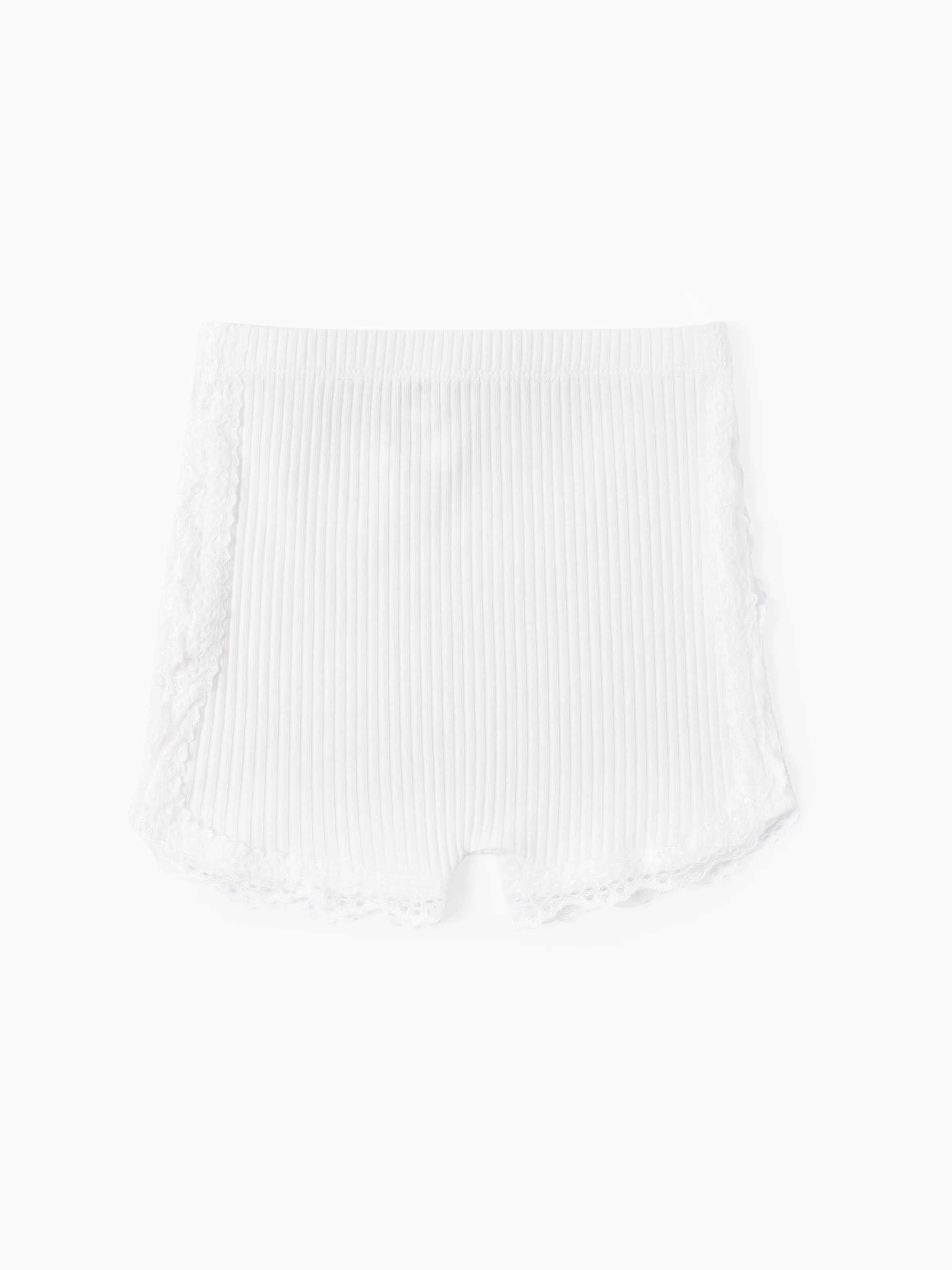 

Baby Girl 95% Cotton Ribbed Lace Detail Shorts