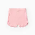 Baby Girl 95% Cotton Ribbed Lace Detail Shorts Pink
