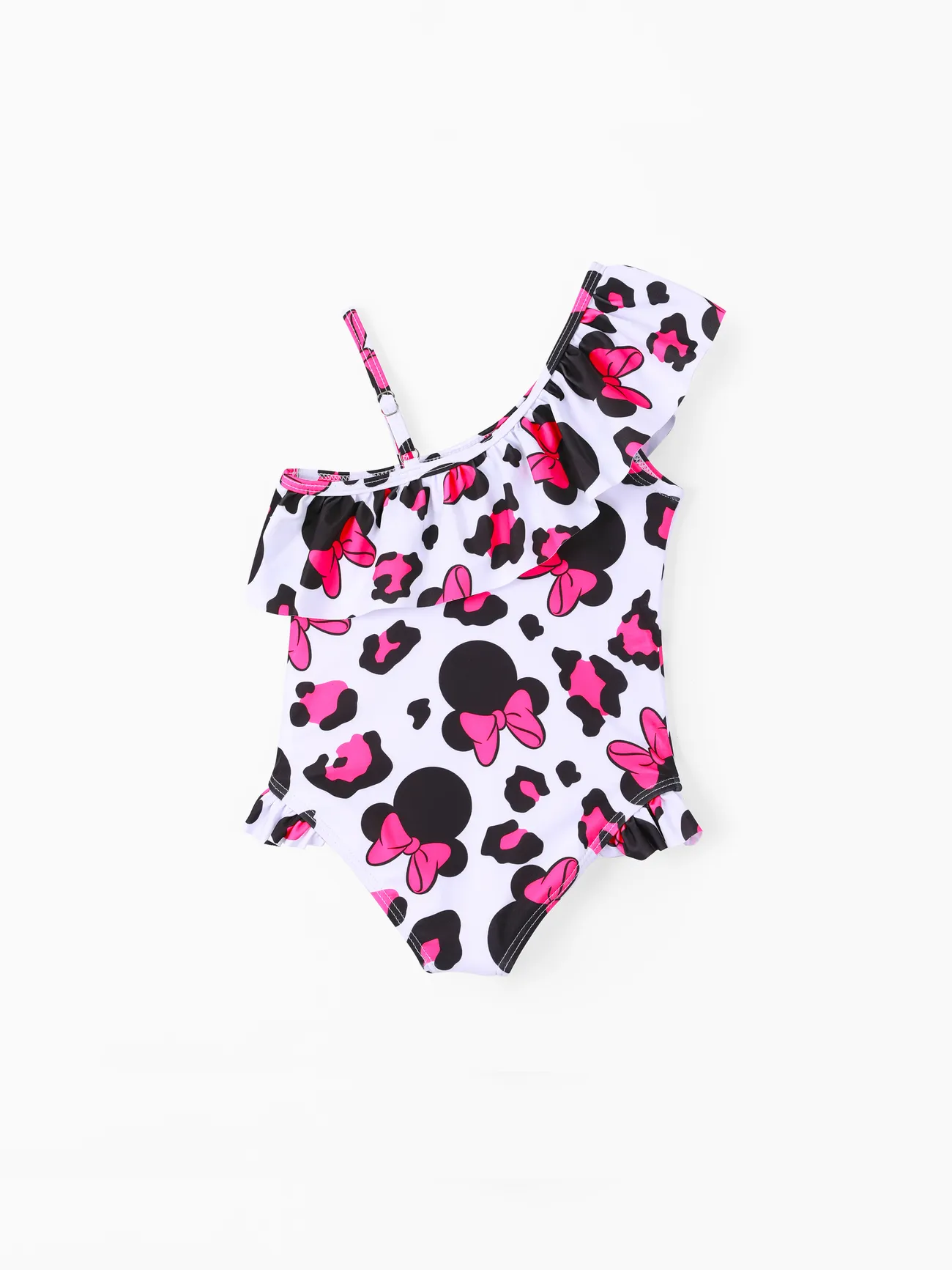 Disney Mickey and Friends Toddler Girl Leopard print off-shoulder ruffle swimsuit Roseo big image 1