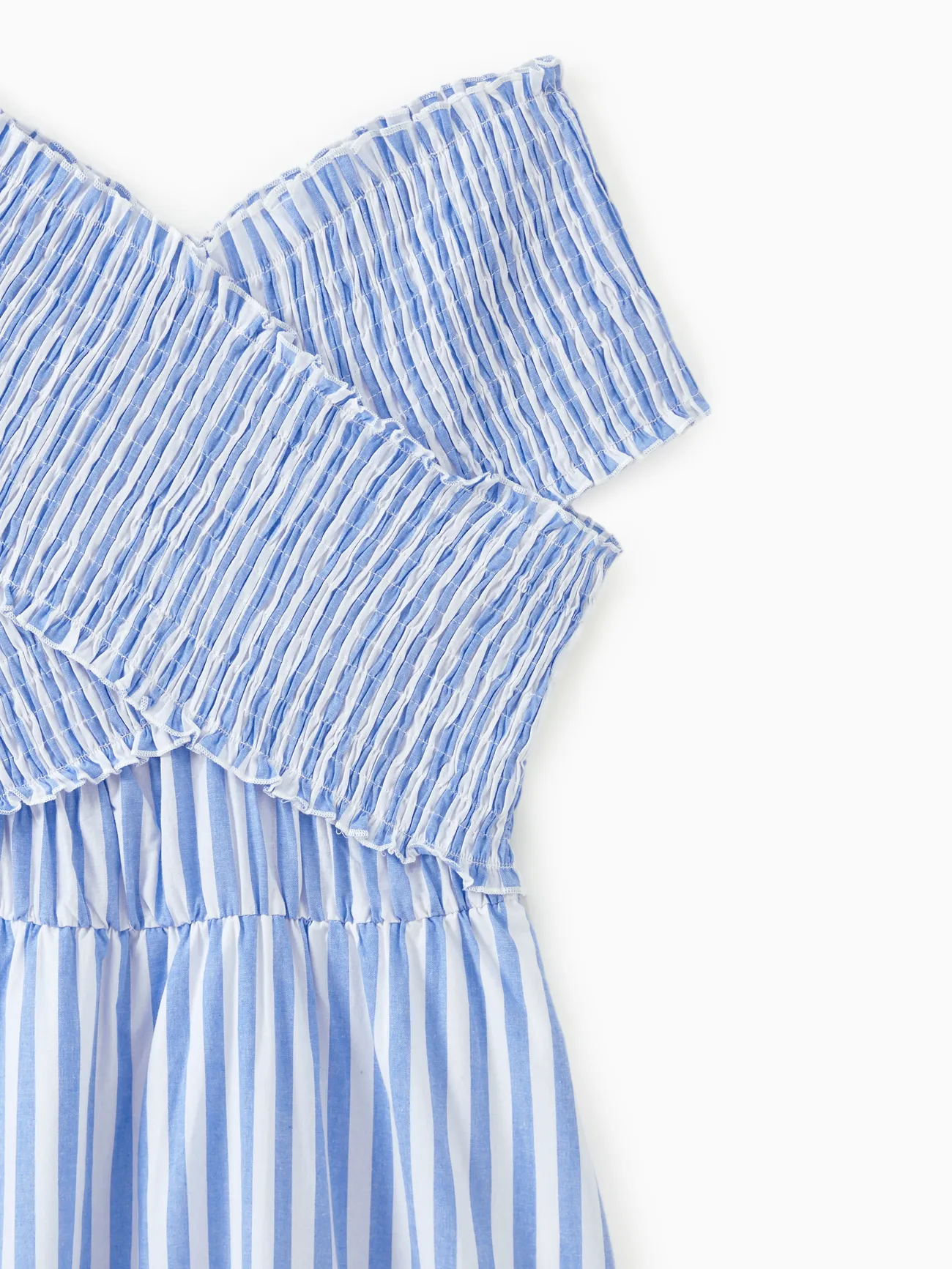 Women - Blue & White Striped Matching Vacation Set - Off-Shoulder Shirred Dress or Casual Cruise Shirt - BLUEWHITE - image 3