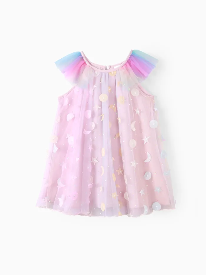 Toddlers Girl Sweet Stars Moon Clouds Dress Set