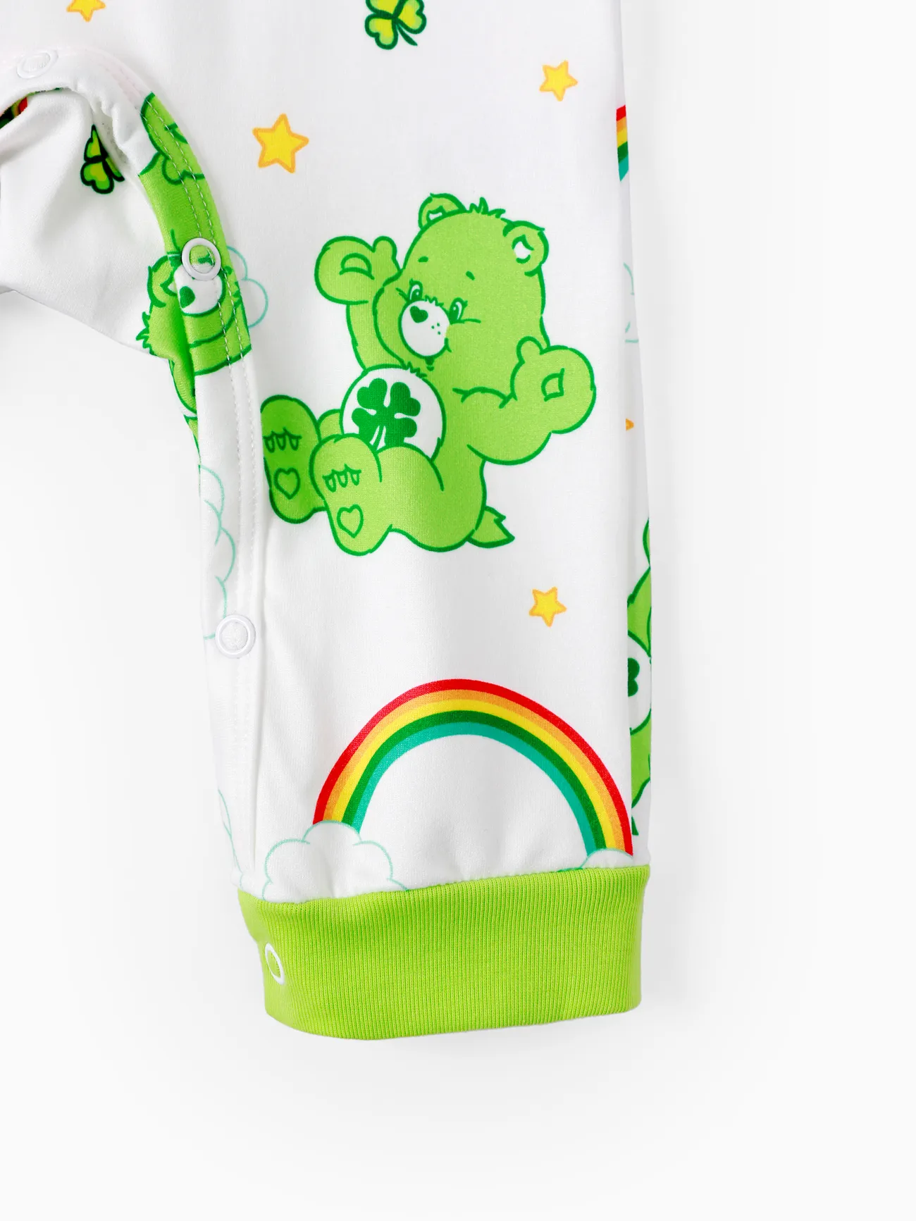 Care Bears 1pc Saint Patrick's Day Baby Girl/Boy Rainbow Character Print Jumpsuit
 White big image 1