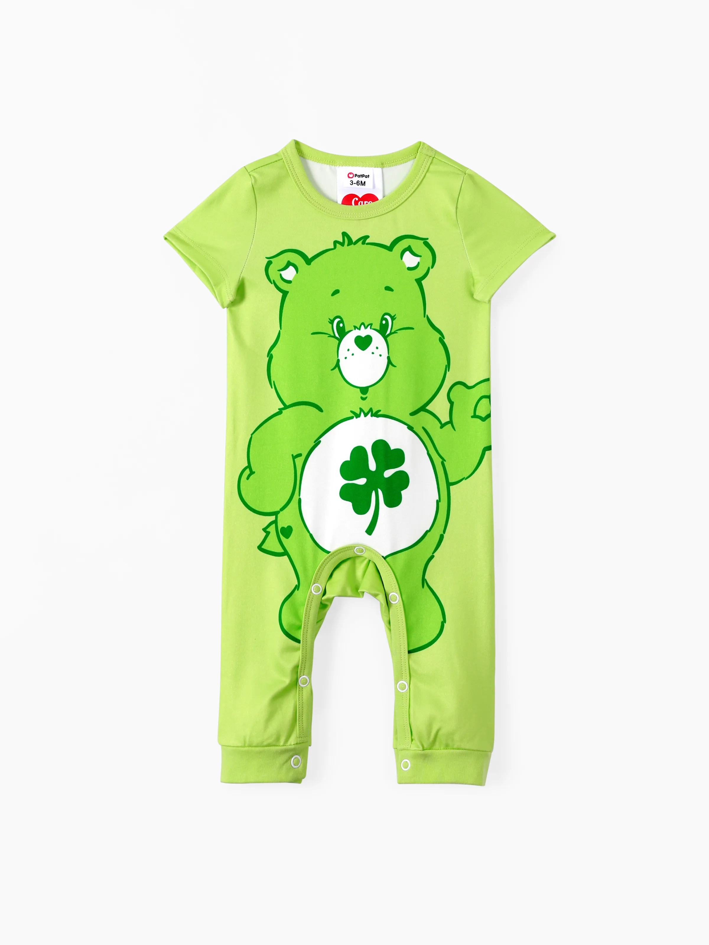 1pc Saint Patrick’s Day Care Bears Bébé Fille/Garçon Arc-en-ciel Personnage Imprimé Combinaison
