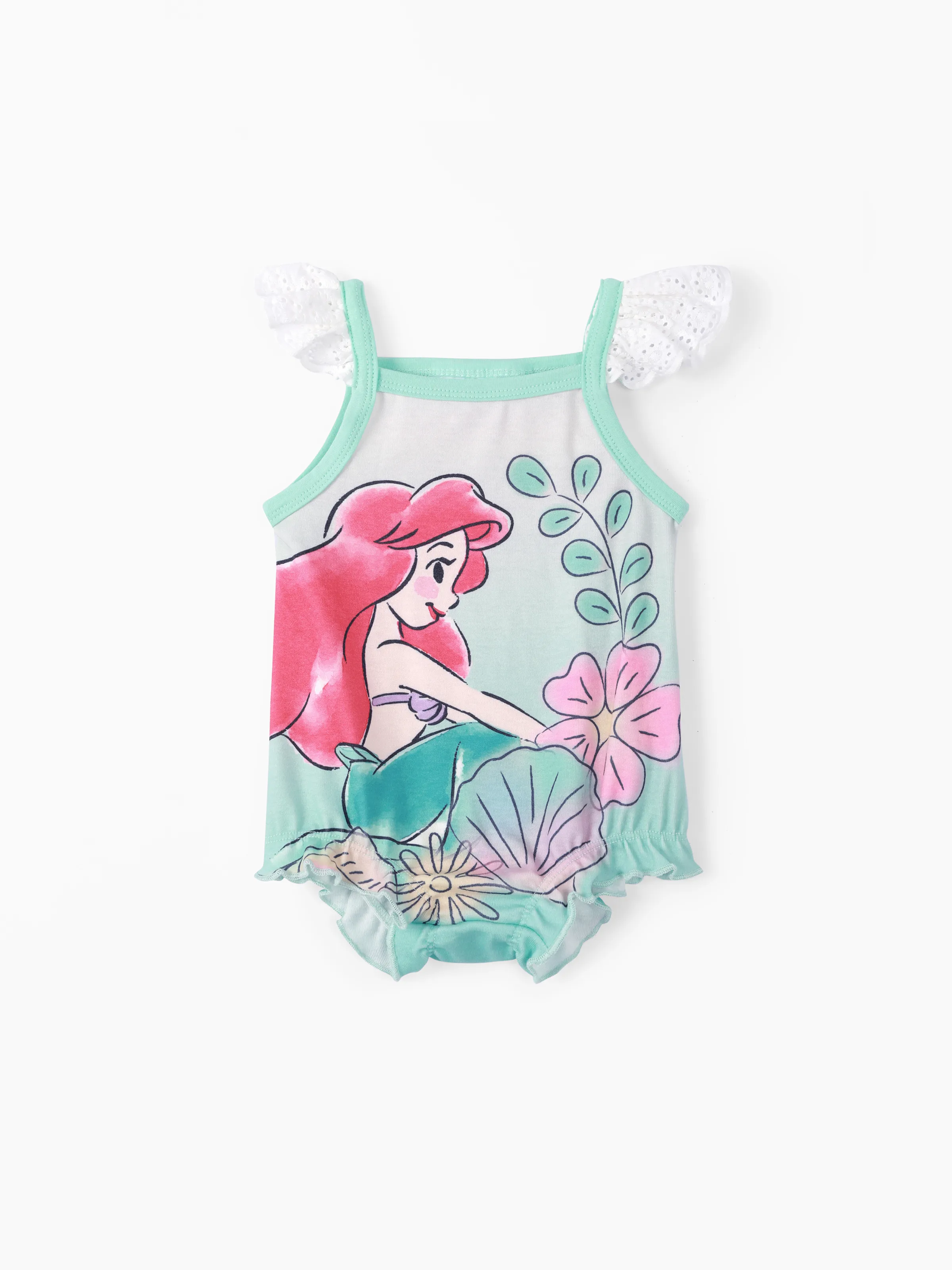 

Disney Princess Baby Girls Ariel/Aurora 1pc Naia™ Floral Princess Print Flutter-sleeve Onesie