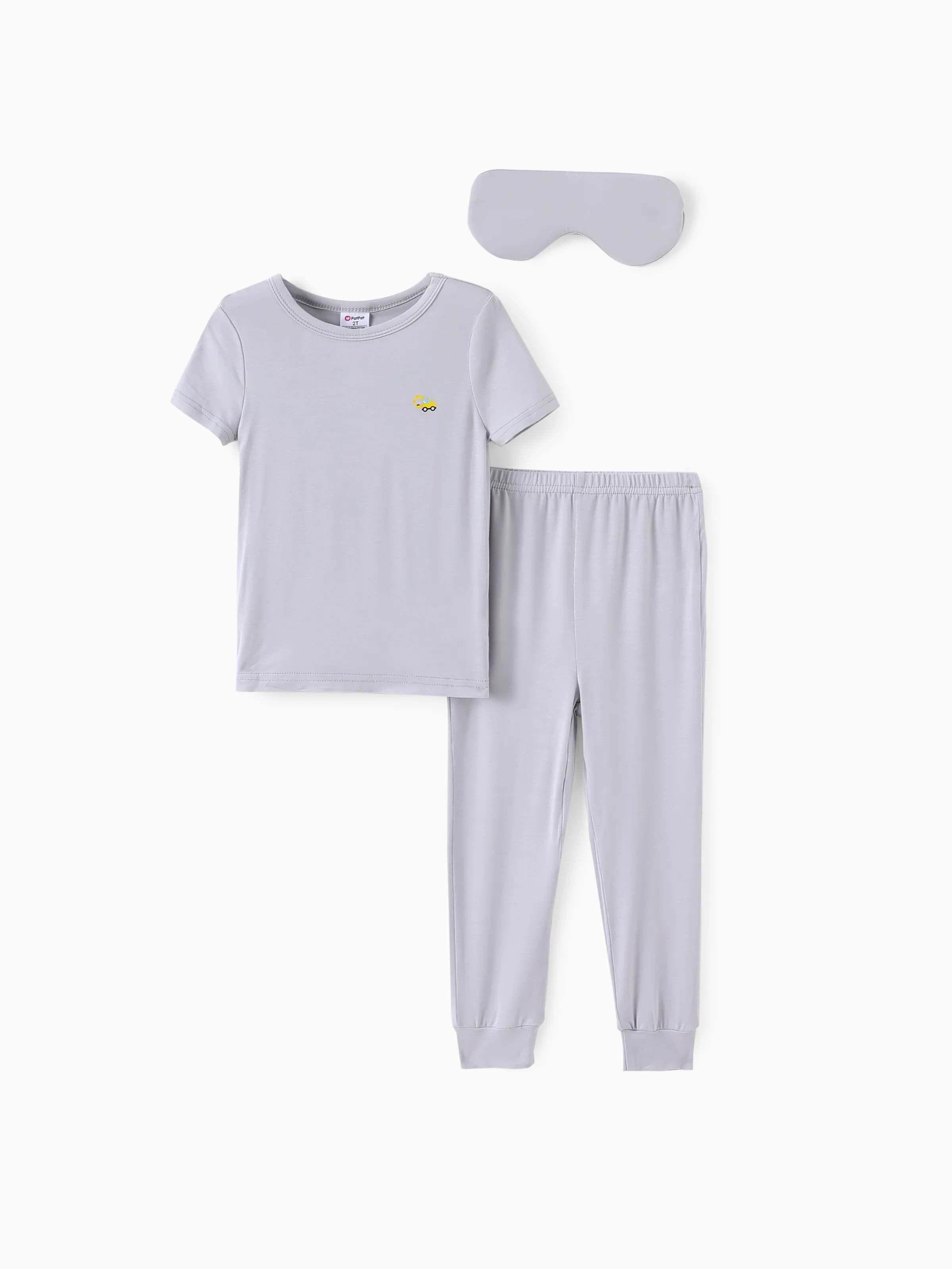 

Bamboo Viscose Toddler Boy 3pcs Solid Snug-Fitting Pajamas with Eye Mask Set