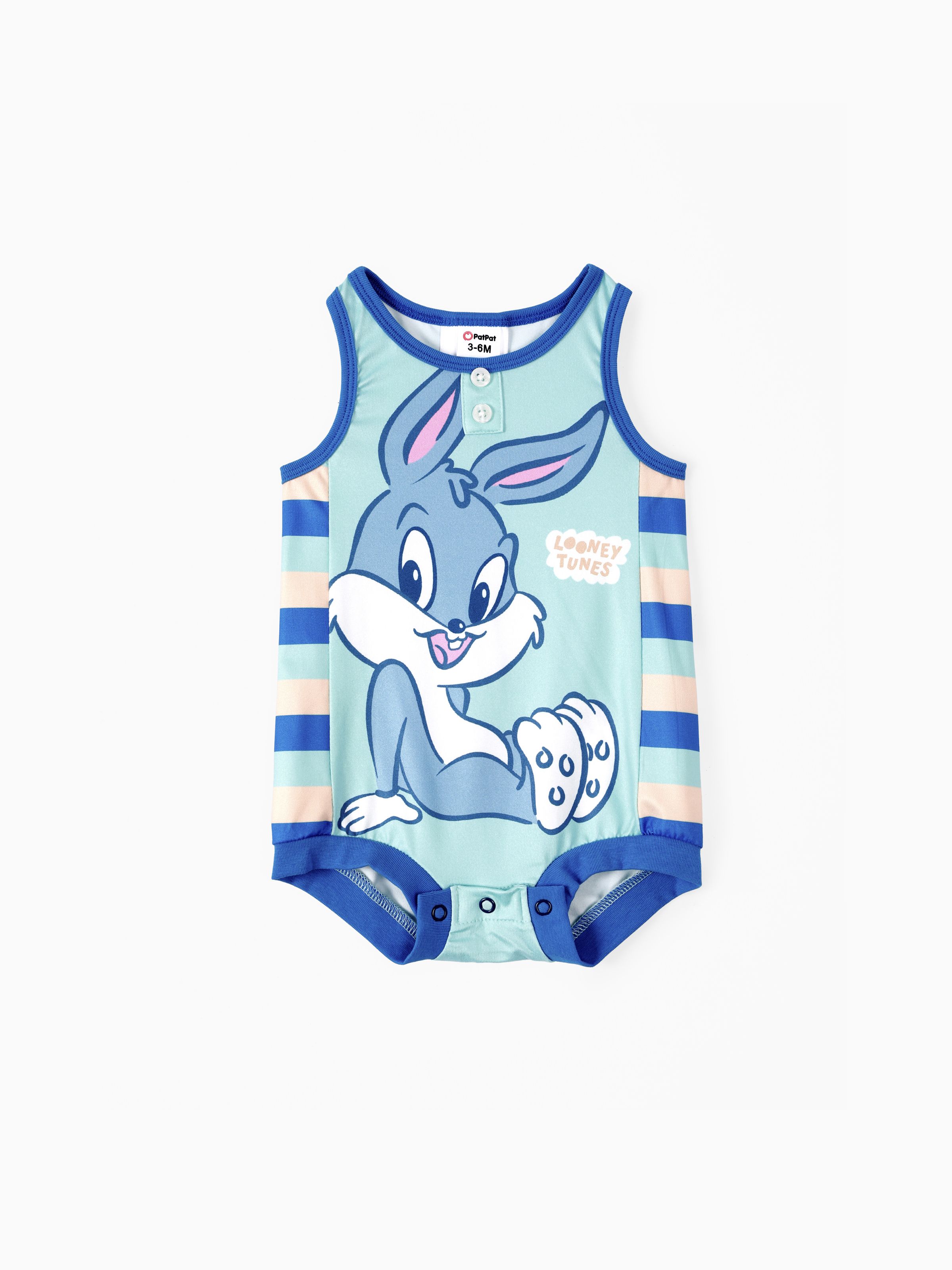 

Looney Tunes Baby Boy/Girl Stripe and Character Print Sleeveless Jumpsuit