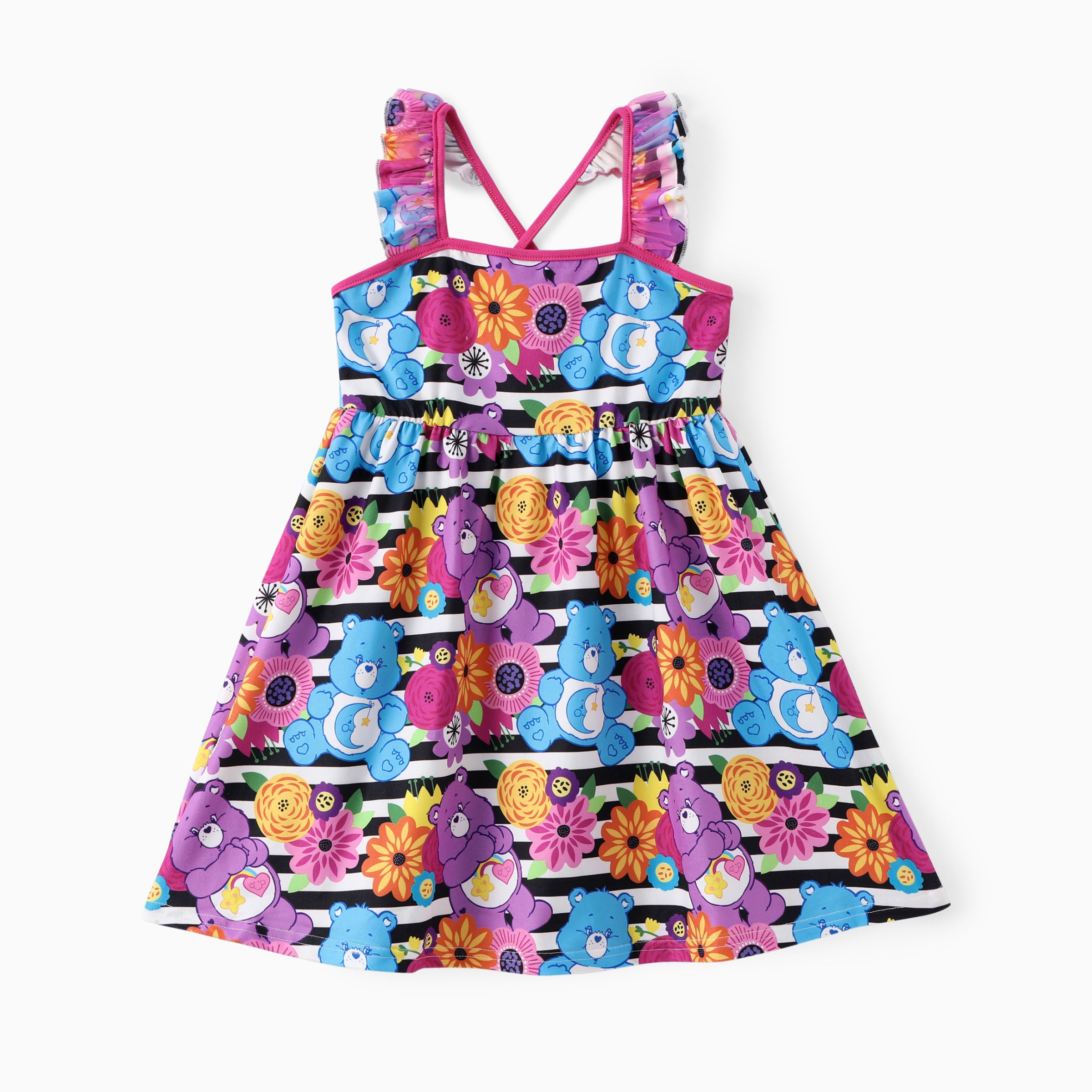 

Care Bear Toddler Girls 1pc Tropical Flower Polka Dots Flutter Sleeve Dress