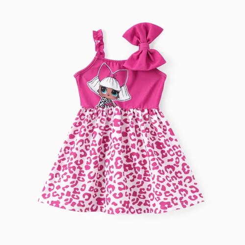 L.O.L. SURPRESA! Toddler/Kid Girls 1pc leopardo estampa bowknot ombro cinta vestido