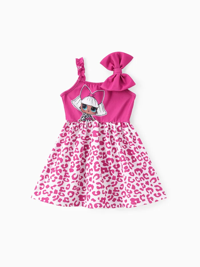 L.O.L. SURPRISE! Toddler/Kid Girls 1pc Leopard Print Bowknot Shoulder Strap Dress