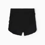 Baby Girl 95% Cotton Ribbed Lace Detail Shorts Black