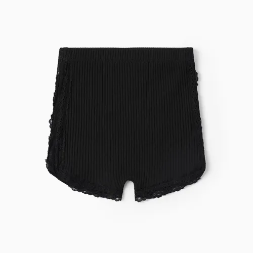 Baby Girl 95% Cotton Ribbed Lace Detail Shorts