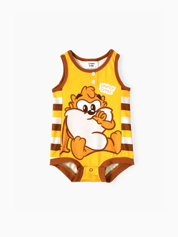 Looney Tunes Baby Boy / Girl Stripe และ Character Print Sleeveless Jumpsuit