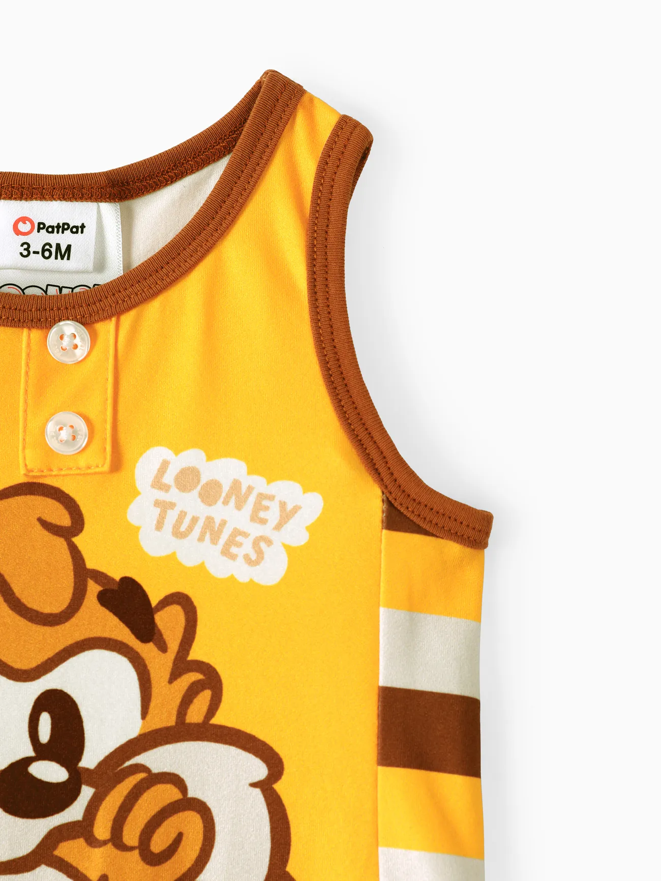 Looney Tunes Baby Boy/Girl Stripe and Character Print Sleeveless Jumpsuit Brown big image 1